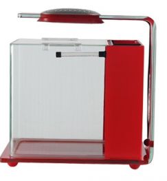 Аквариум 13л, (красный), лампы 4Вт; система фильтрации.(KQ-2720/Red)