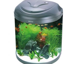 Аквариум серебристый 26л, фильтр 4 Вт, светильник 11Вт. (BYG-26 silver)