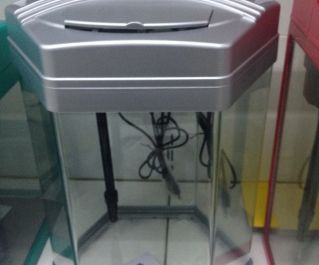 Аквариум серебристый, 22л, фильтр 4 Вт, светильник 11Вт. (LJ-300 silver)